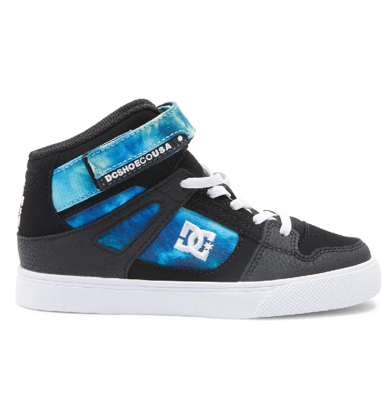 DC Kids Pure High Elastic Lace High Top Shoes Black/Blue/Green