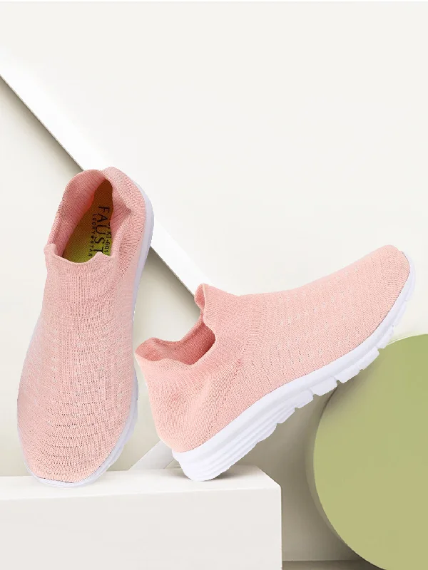 Women Pink Sports Slip-On Walking Shoes