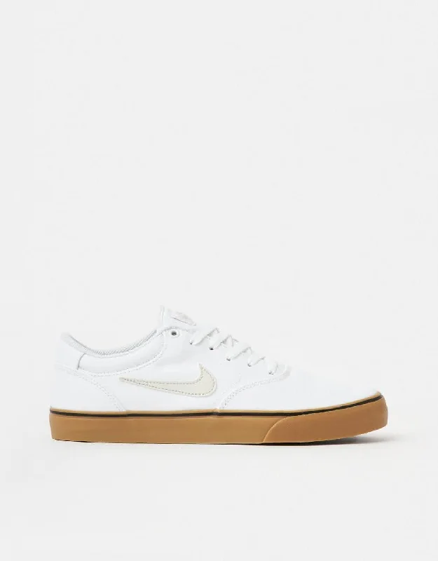 Nike SB Chron 2 Canvas Skate Shoes - White/Light Bone-White-Gum Light Brown