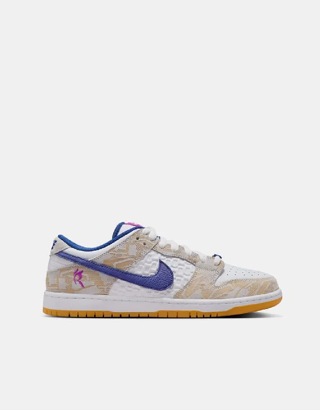 Nike SB 'Rayssa' Dunk Low Premium QS Skate Shoes - Pure Platinum/Deep Royal Blue/Vivid Purple/White/Gum Yellow