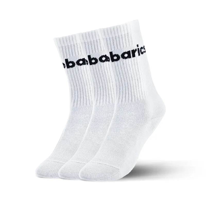 Barebarics - Barefoot Socks - Crew - White - Big logo - 3 pack