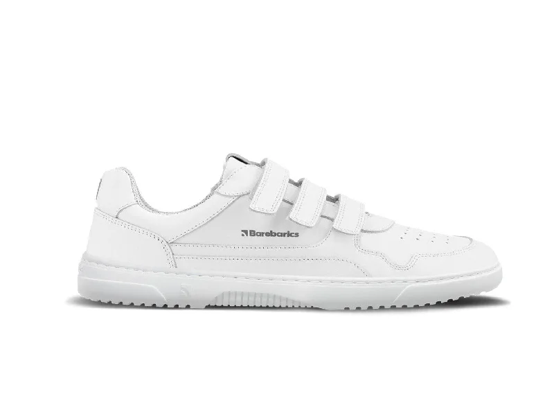 Barefoot Sneakers Barebarics Zing Velcro - All White - Leather CLEARANCE